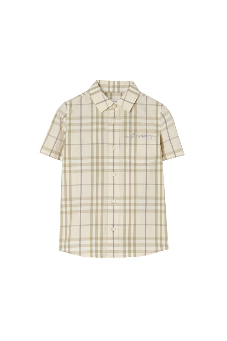 Check Cotton Shirt, Main, color, Sesame beige
