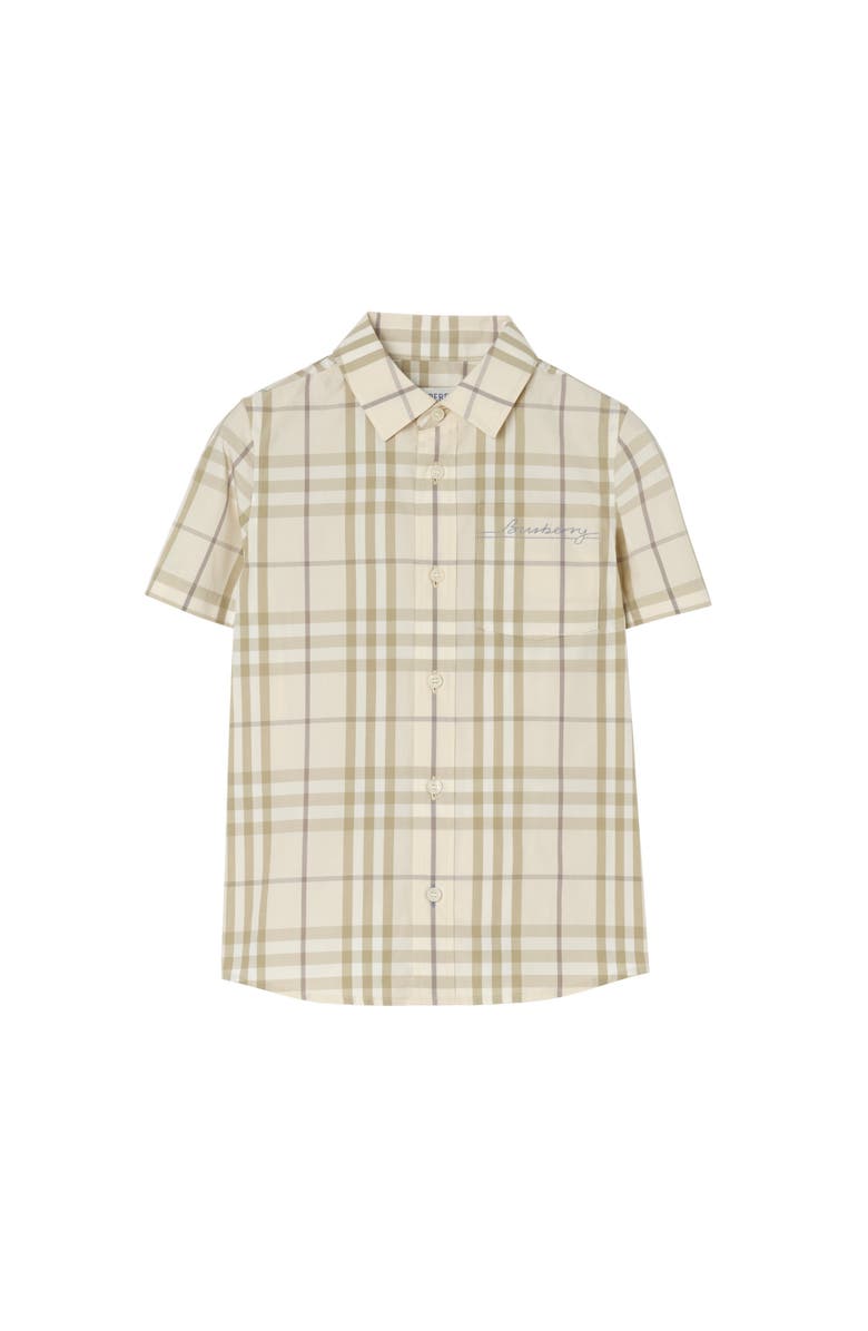 Burberry Check Cotton Shirt, Main, color, Sesame Beige