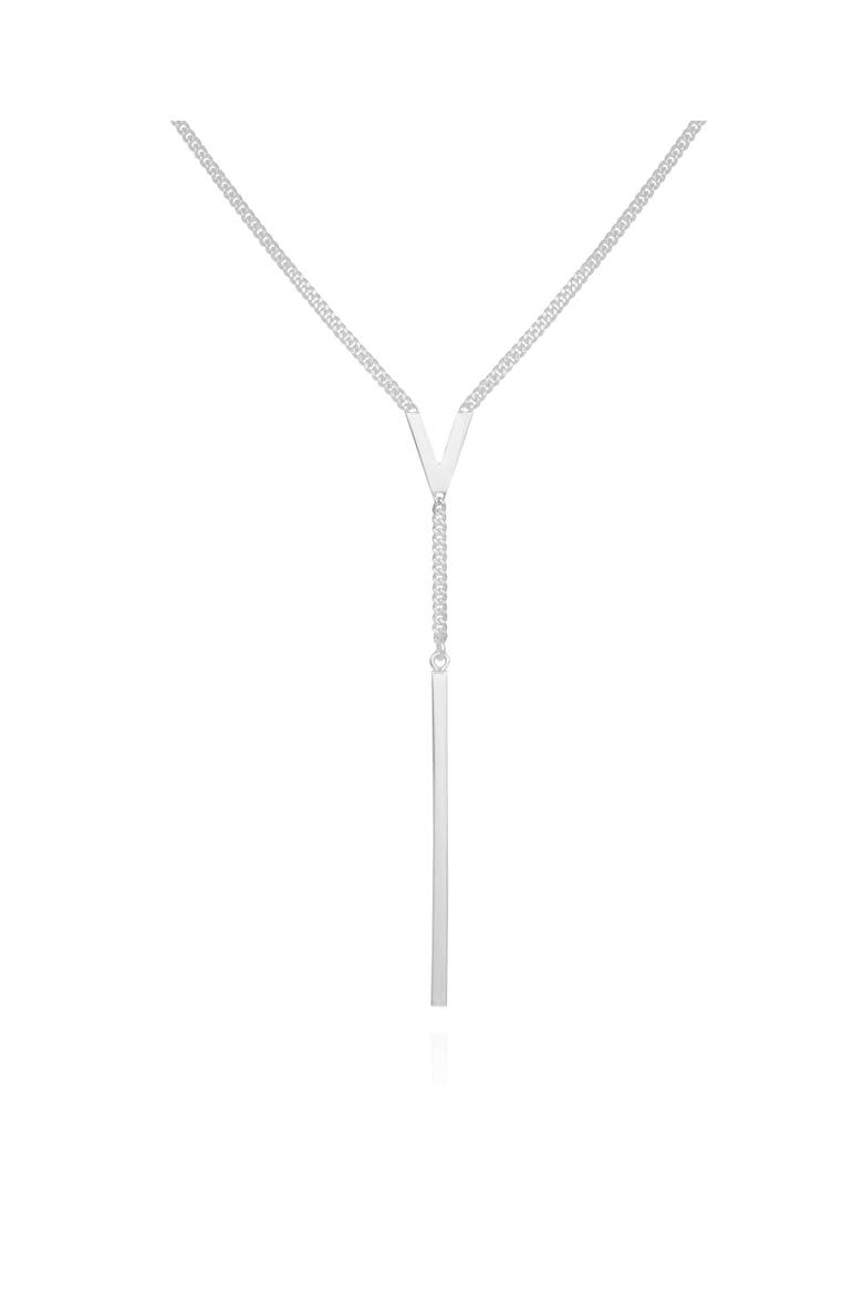 V Lariat Necklace, Main, color, Silver Tone