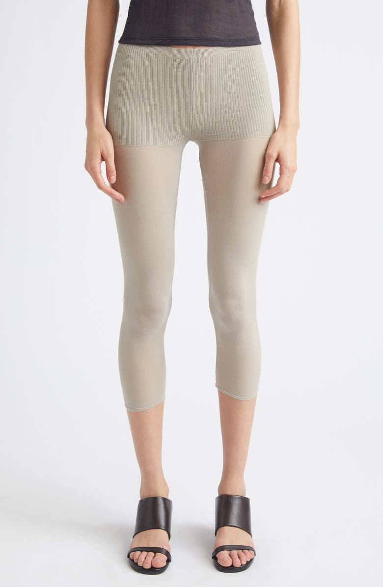 Paloma Wool Meleta Cotton & Silk Blend Capri Leggings, Main, color, Beige
