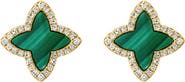 EFFY 14K Yellow Gold Emerald Blossom Malachite Earrings