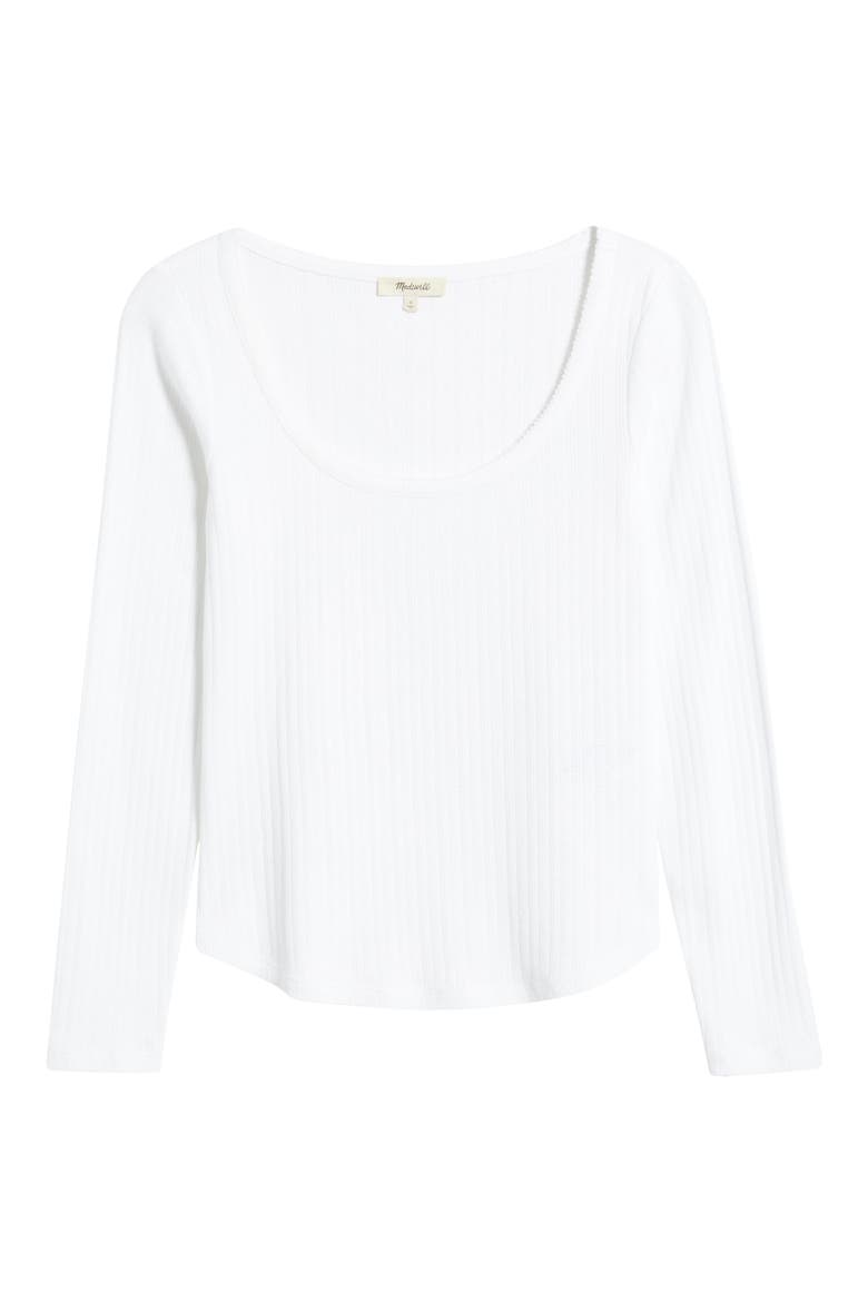 Long Sleeve Pointelle T-Shirt, Alternate, color, WHITE