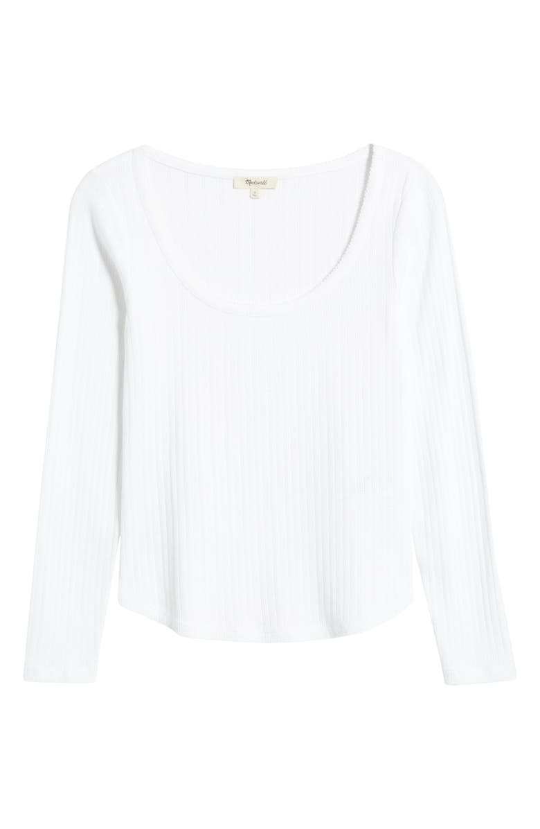 Madewell Long Sleeve Pointelle T-Shirt, Alternate, color, White