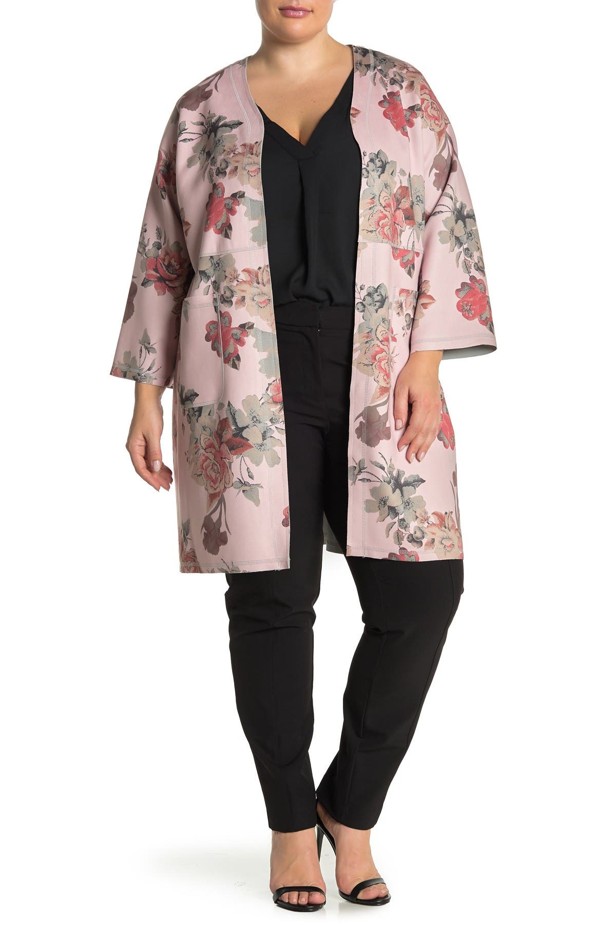T Tahari Floral Print Faux Suede Topper (Women) | Nordstromrack
