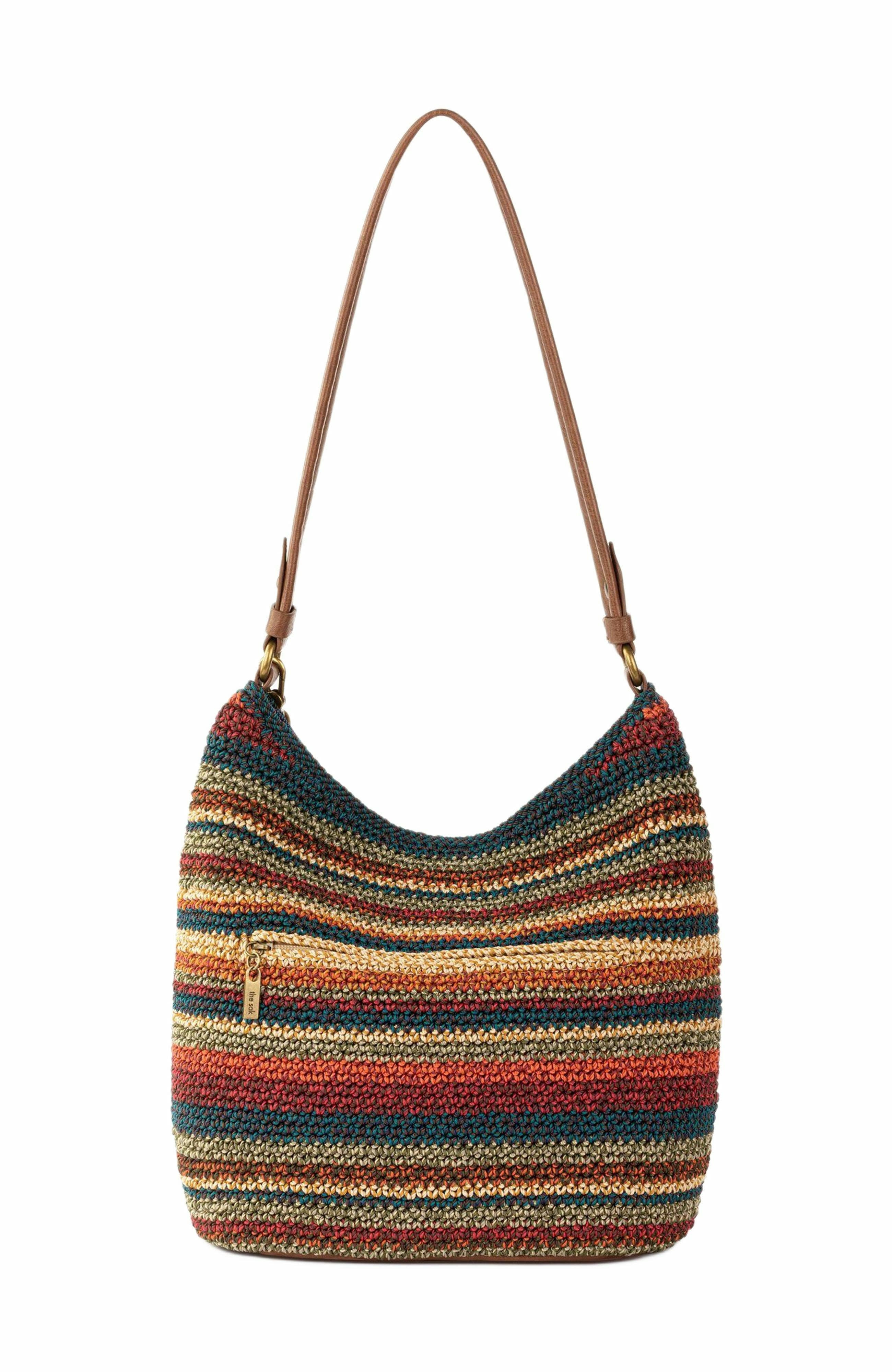 Sequoia Hobo Hand Crochet Bag, Alternate, color, Woodland Stripe