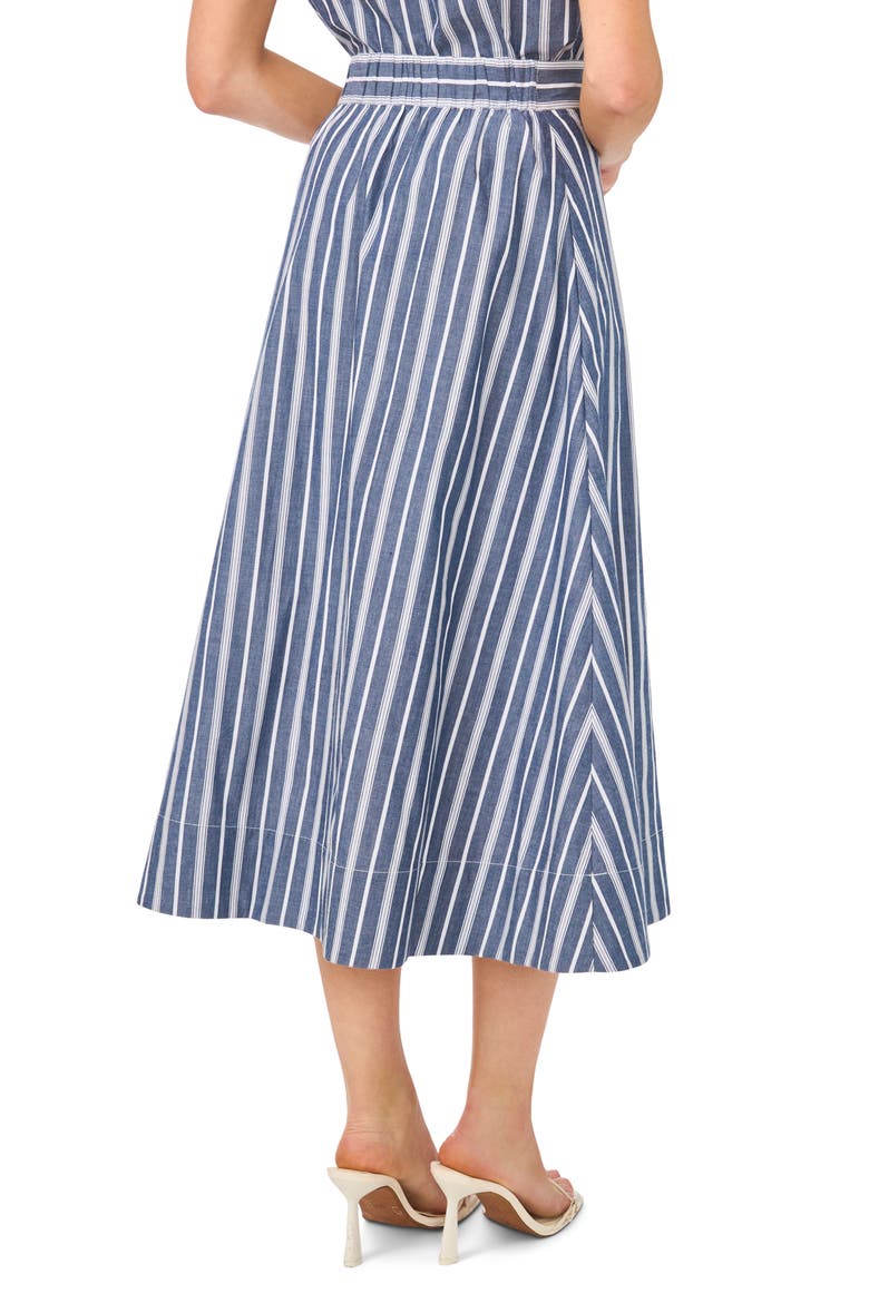 Striped Cotton Pull-On Midi Skirt, Alternate, color, CLASSIC NAVY