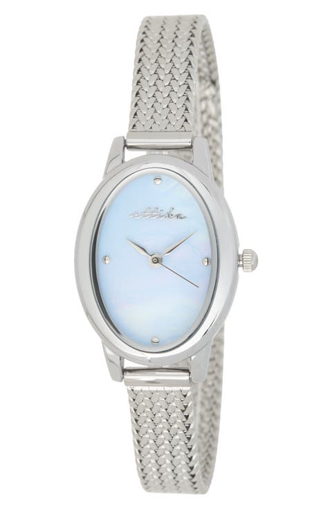 Royal Dome Mother of Pearl Mesh Strap Watch, 25mm