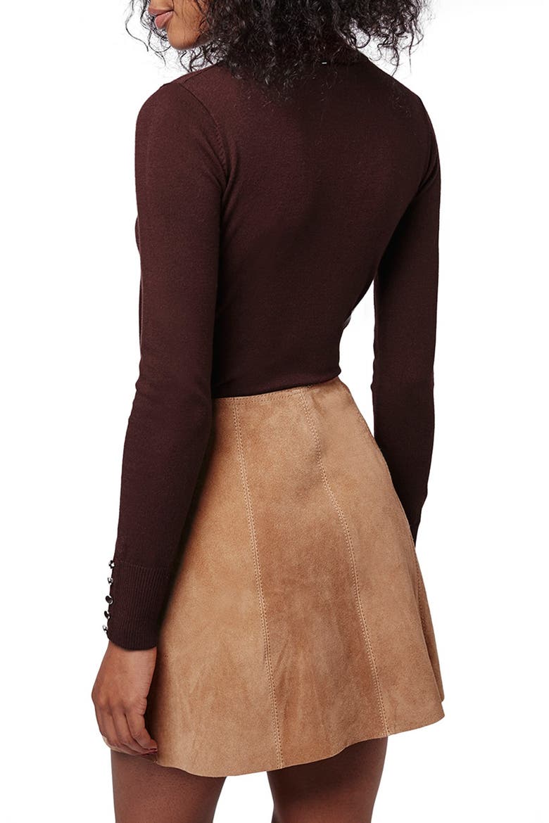 Funnel Neck Long Sleeve Top, Alternate, color, BURGUNDY