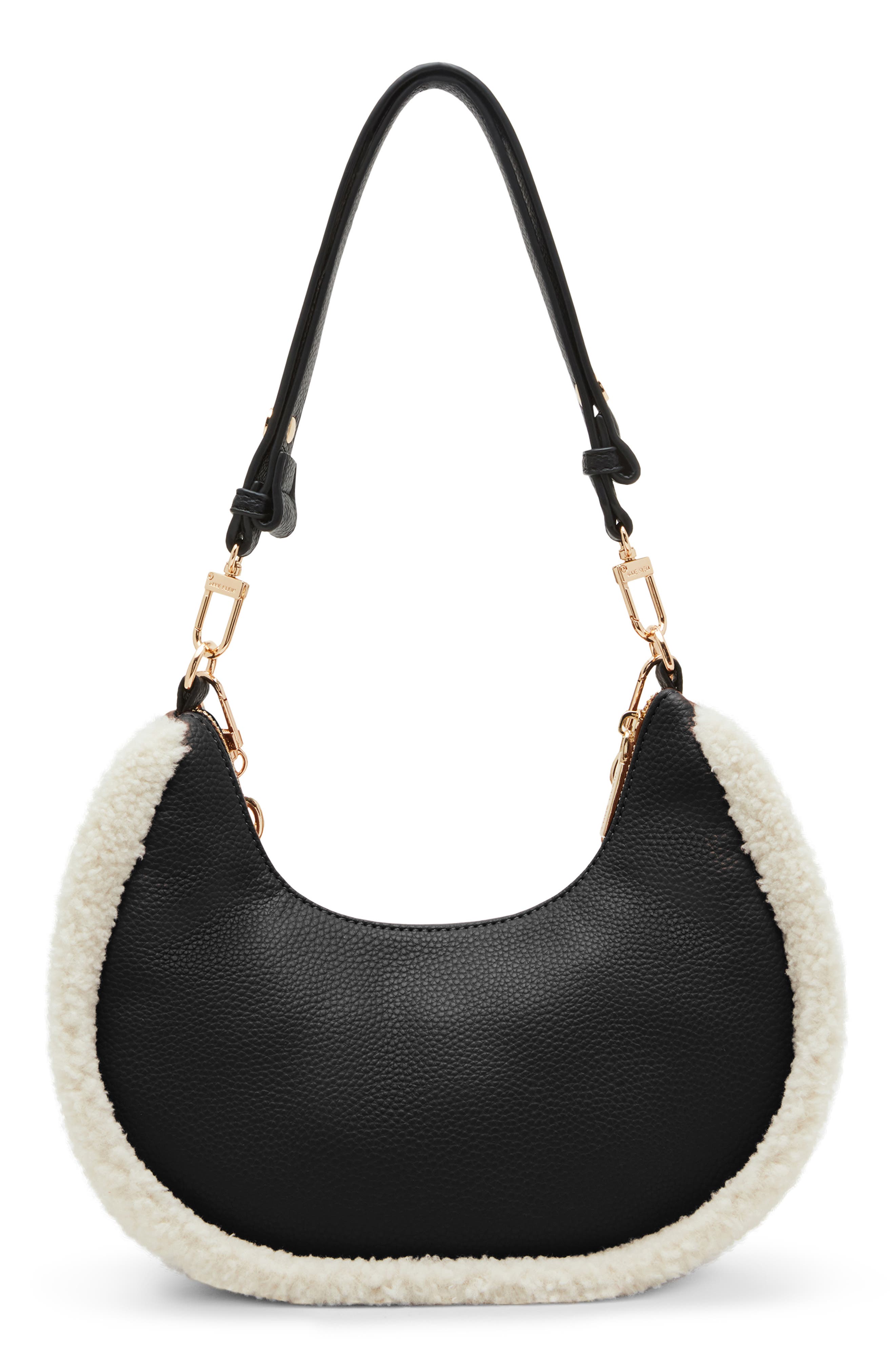 Anne Klein Faux Fur Trim Chain Swag Shoulder Bag, Alternate, color, 