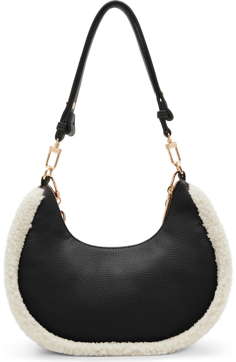Anne Klein Faux Fur Trim Chain Swag Shoulder Bag, Alternate, color,