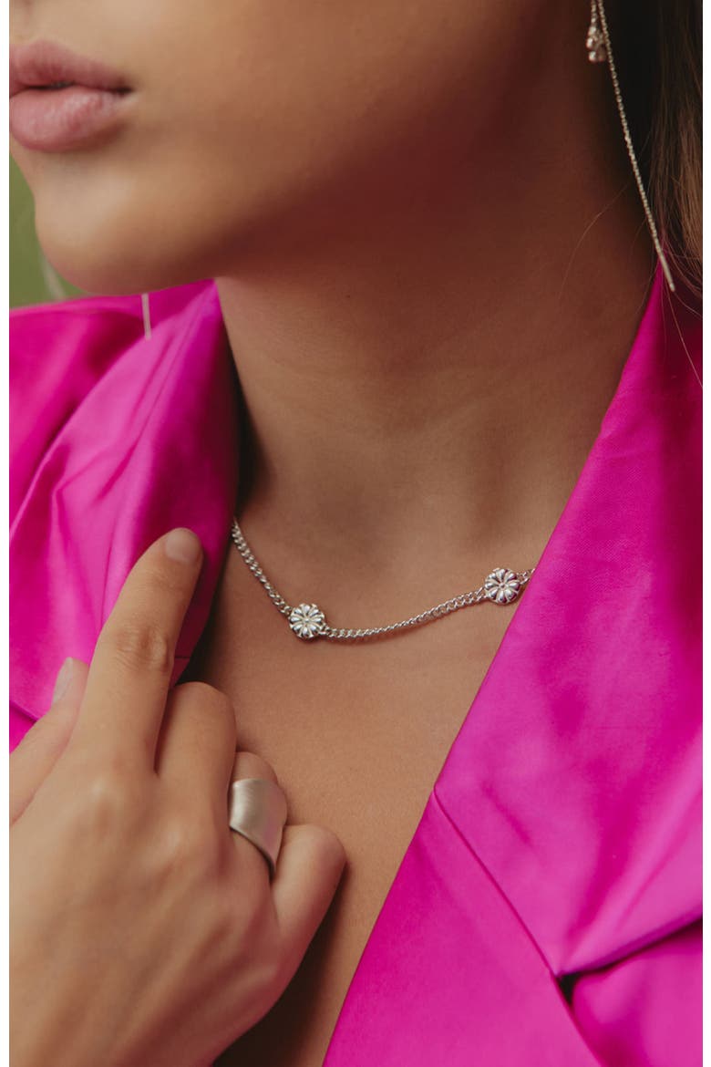 Flower Path Necklace, Alternate, color, Silver