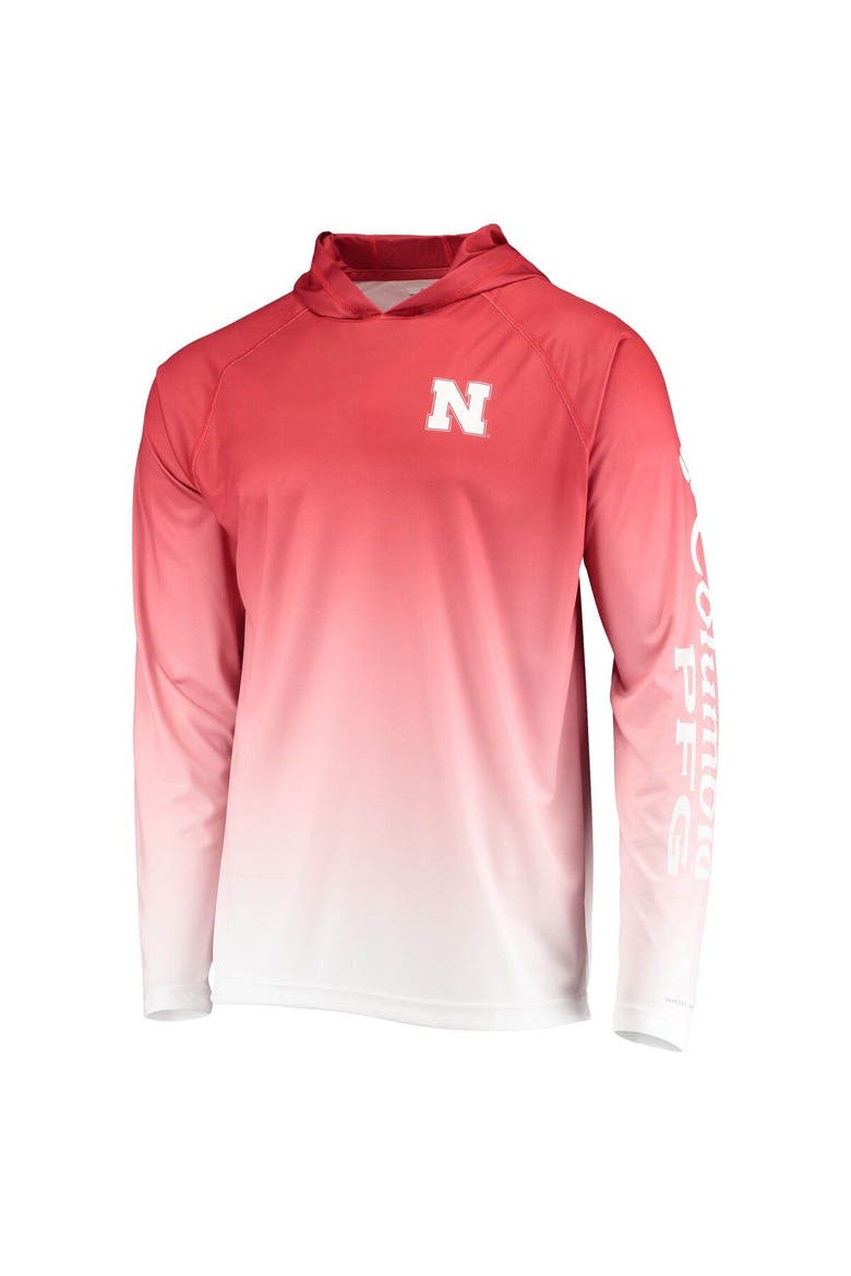Men's Columbia PFG Scarlet Nebraska Huskers Terminal Tackle Omni-Shade UPF 50 Long Sleeve Hooded Top, Alternate, color, Scarlet