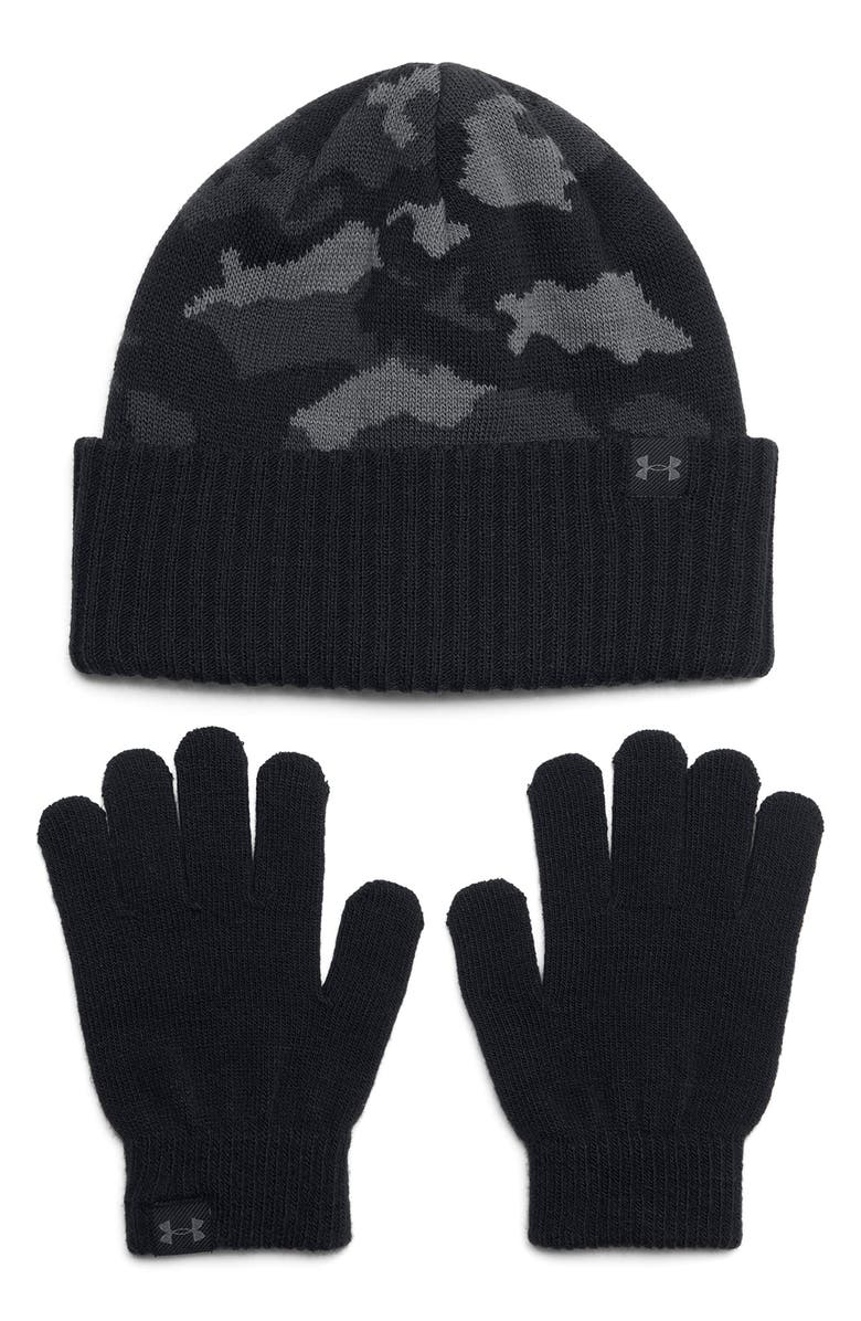 Under Armour Kids' Cuffed Beanie & Glove Set, Main, color, Black
