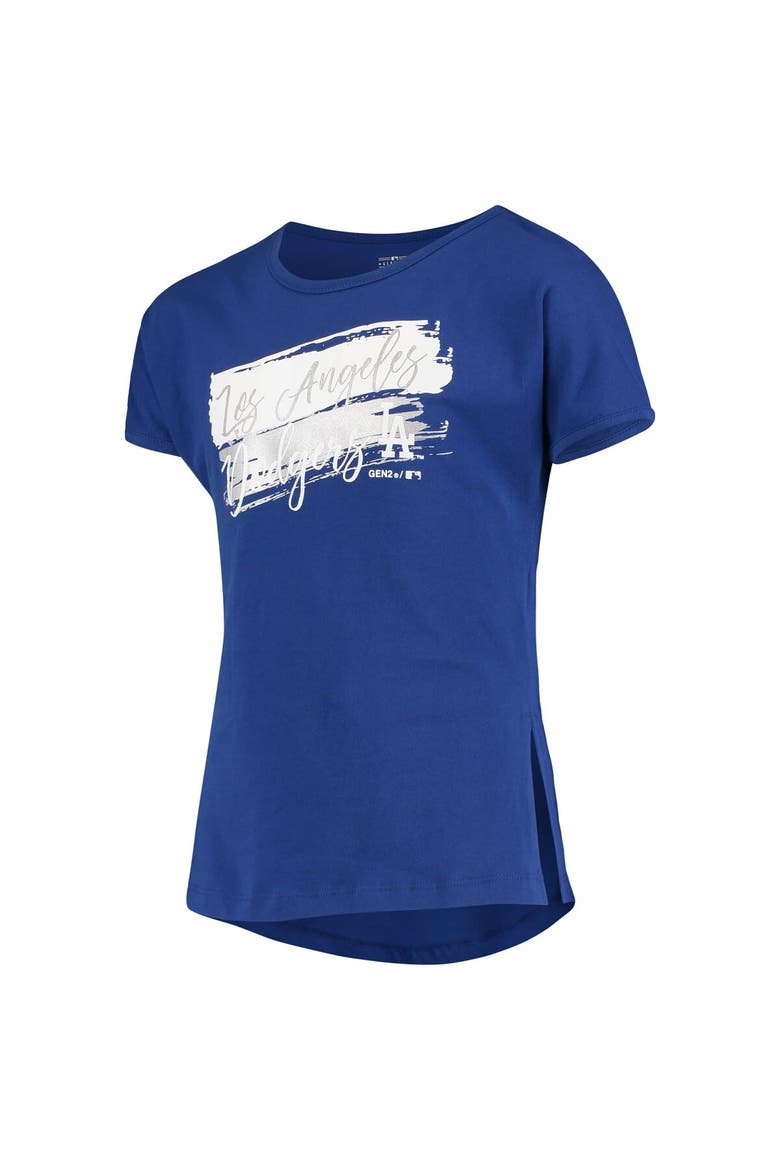 Girls Youth Royal Los Angeles Dodgers Brush Stroke Dolman T-Shirt, Alternate, color, Royal