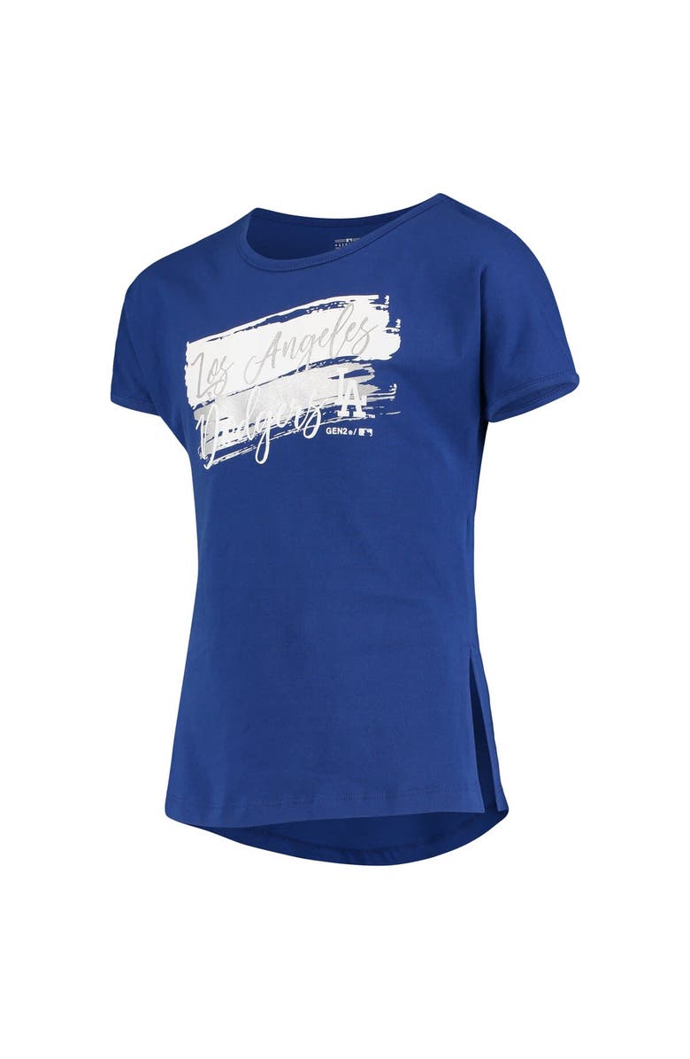 Outerstuff Girls Youth Royal Los Angeles Dodgers Brush Stroke Dolman T-Shirt, Alternate, color, Royal