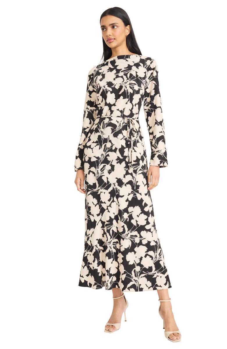 DONNA MORGAN FOR MAGGY Floral Long Sleeve Maxi Dress, Alternate, color, Black/ Cream