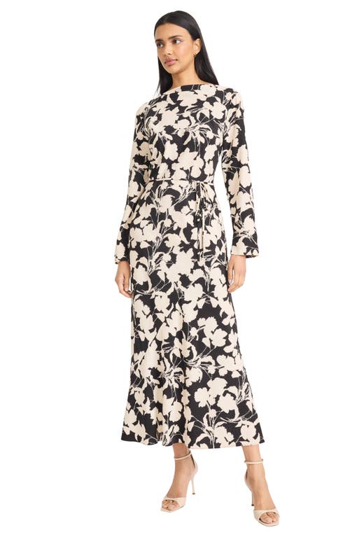 Donna Morgan For Maggy Floral Long Sleeve Maxi Dress In Black