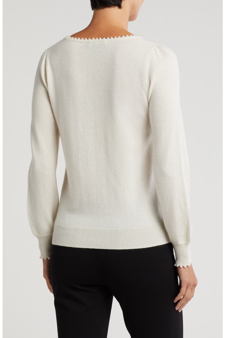 Imitation Pearl Cashmere Crewneck Sweater, Alternate, color, IVORY