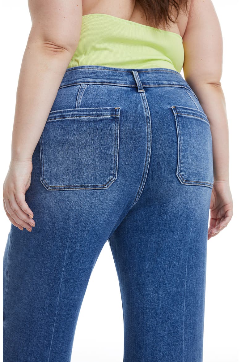 High Waist Raw Hem Wide Leg Jeans, Alternate, color, MEDIUM BLUE