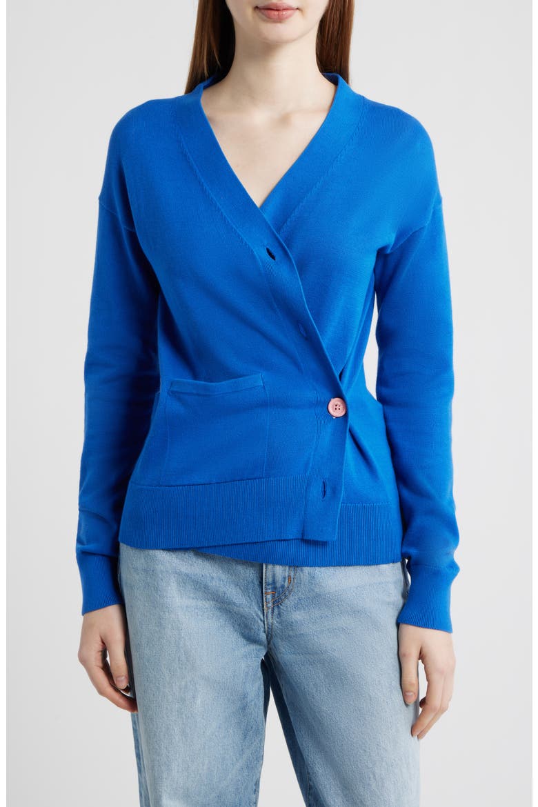 Button-Up Cotton Wrap Cardigan, Main, color, PRIMARY BLUE