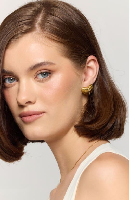 Macrae & Co . Glistening Heart Stud Earrings In Gold