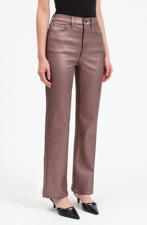 Shop Daze Sun High Waist Coated Straight Leg Jeans In Coated Penny
