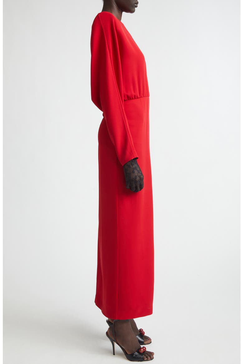 Donna Long Sleeve Blouson Silk Cady Couture Dress, Alternate, color, RED