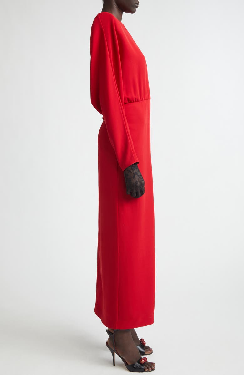 Valentino Donna Long Sleeve Blouson Silk Cady Couture Dress, Alternate, color, Red