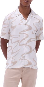 Bugatchi Jackson Abstract Print Lyocell Camp Shirt