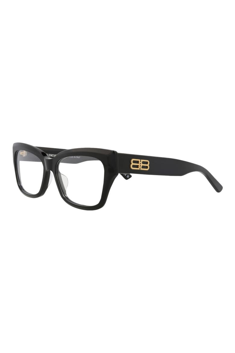 55mm Rectangular Optical Glasses, Alternate, color, BLACK BLACK TRANSPARENT