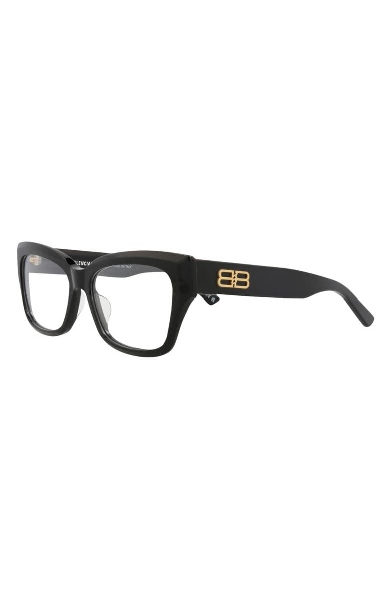 Balenciaga 55mm Rectangular Optical Glasses, Alternate, color,