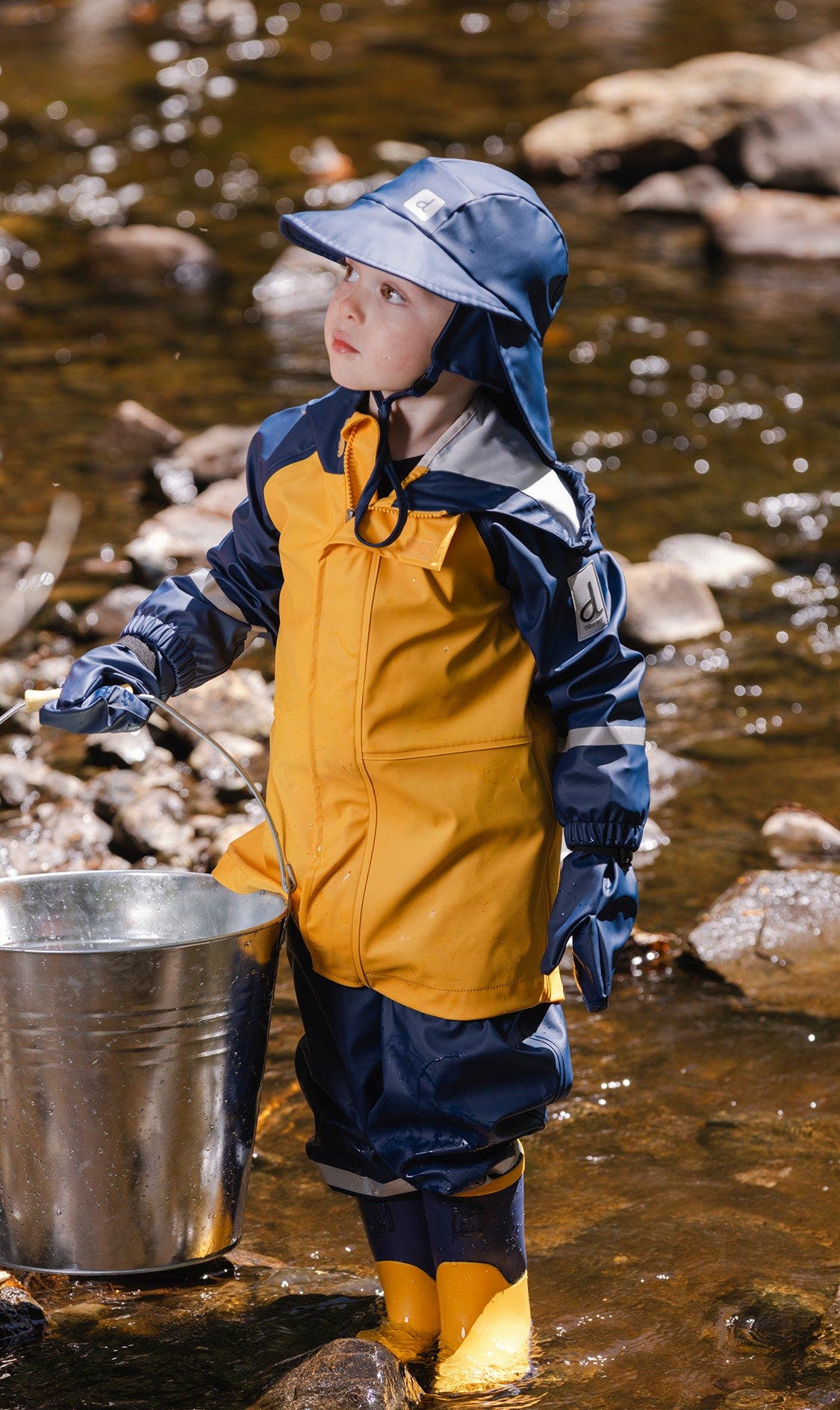 Two-Tone Pull-On Treaded Sole Rain Boots, Alternate, color, Yellow