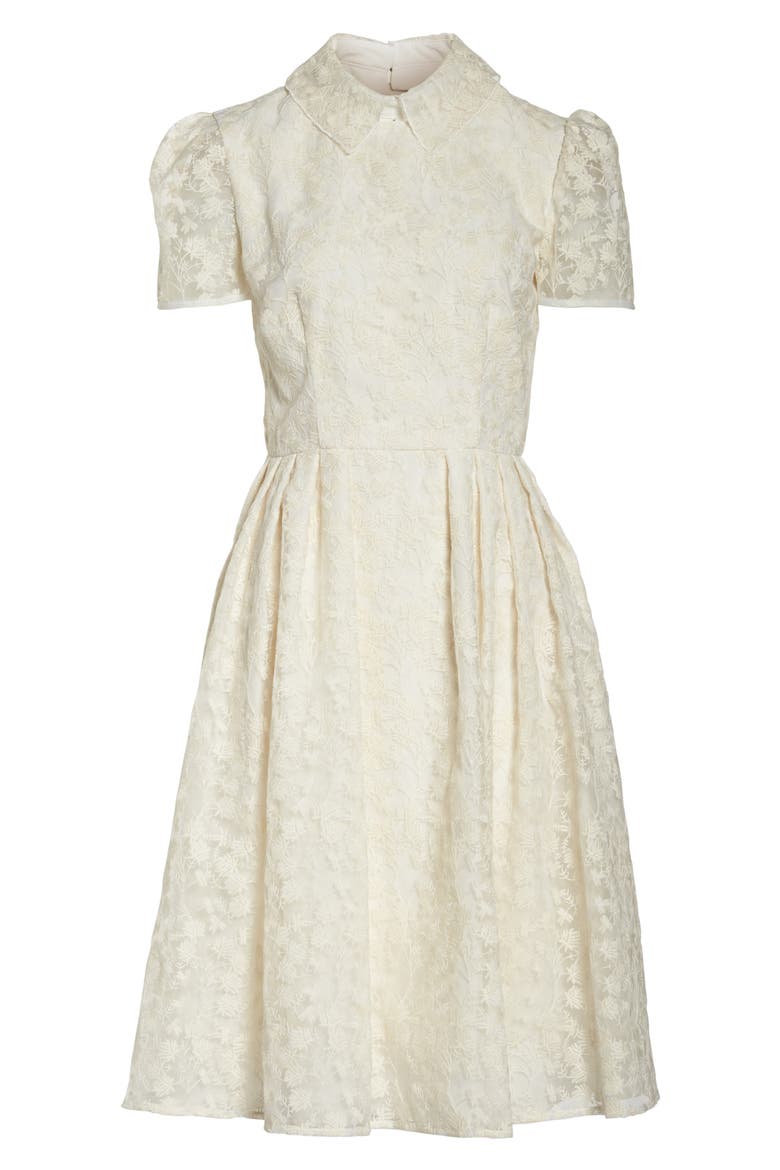 Amelia Embroidered Fit & Flare Dress, Alternate, color, CREAM