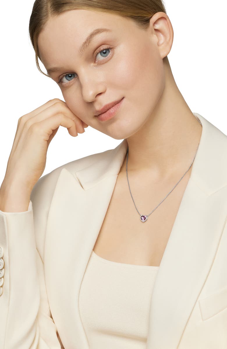 David Yurman Chatelaine<sup>®</sup> Heart Pendant Necklace in Sterling Silver with Amethyst and Pavé Diamonds, Alternate, color, 