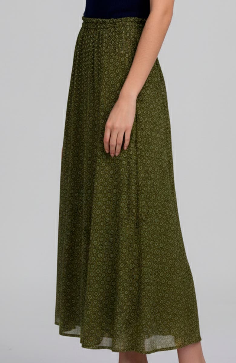 ELLE Collection Printed Chiffon Skirt, Alternate, color, Green Multi