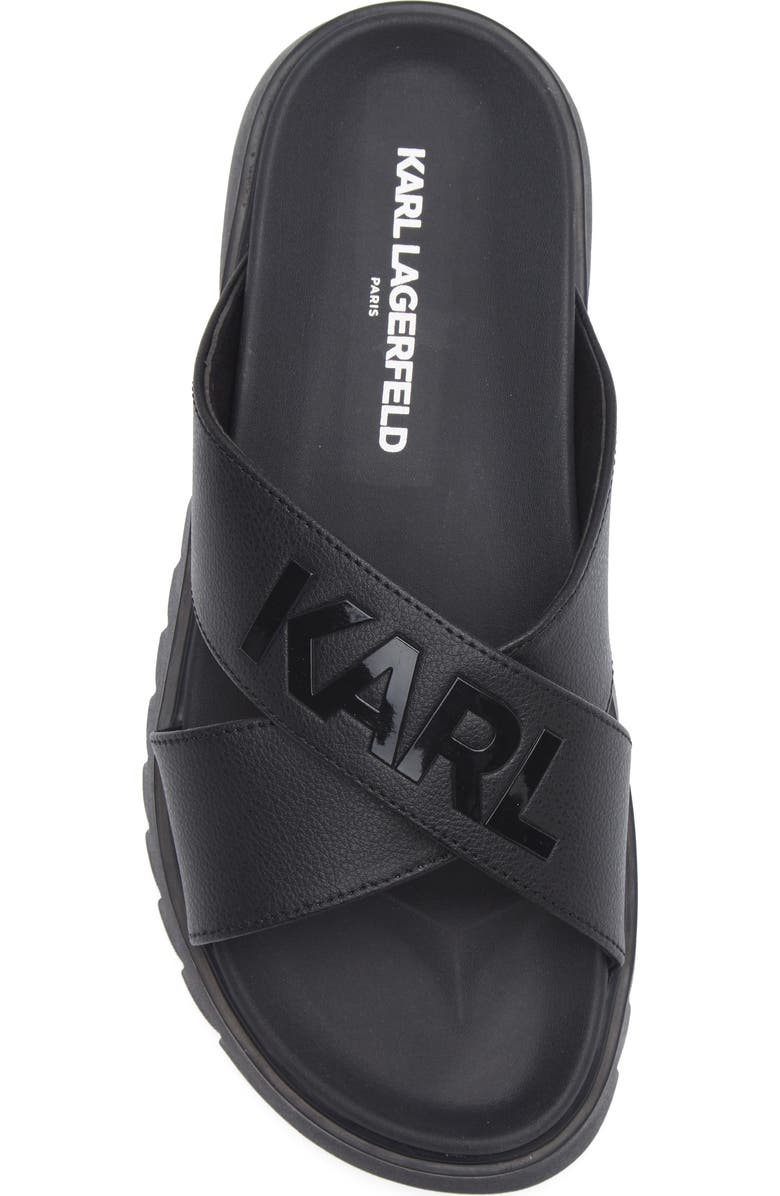 KARL LAGERFELD PARIS Logo Crisscross Slide Sandal, Alternate, color, Black