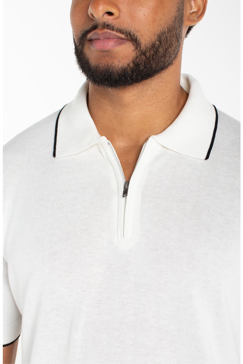 Tipped Zip Polo, Alternate, color, PARCHMENT