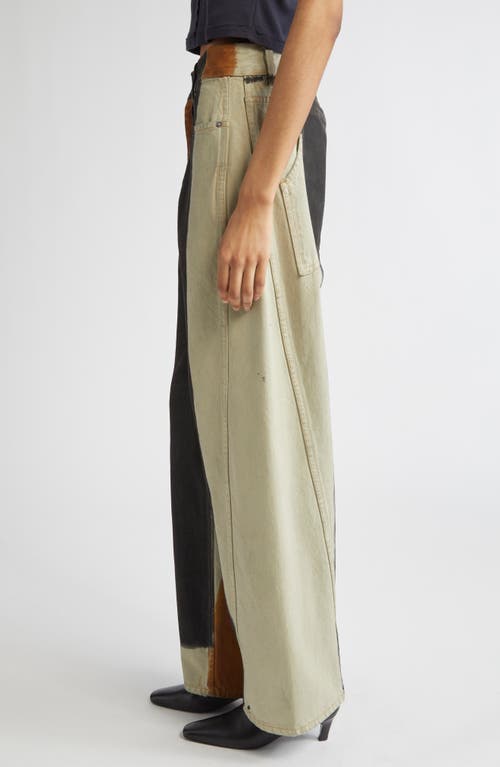 Eckhaus Latta Bend Colorblock Twisted Seam Jeans In Blue