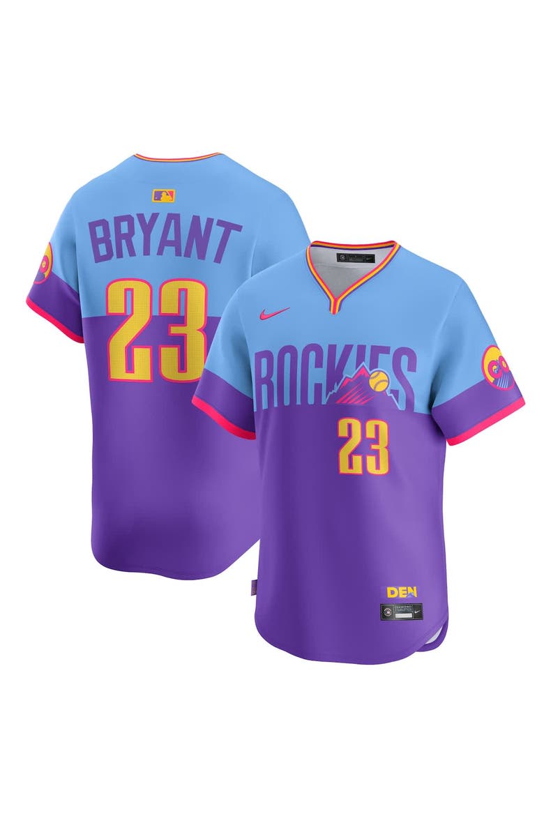 Men's Nike Kris Bryant Purple/Light Blue Colorado Rockies 2025 City Connect Limited Player Jersey, Main, color, Purple