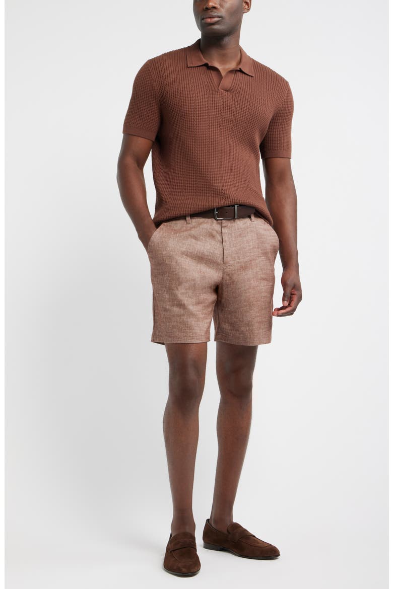 Textured Johnny Collar Cotton & Silk Polo Sweater, Alternate, color, BROWN ROCK