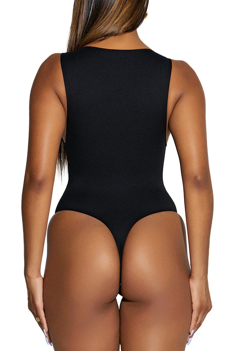 Naked Wardrobe Hard to Per-Suede Thong Bodysuit, Alternate, color, 