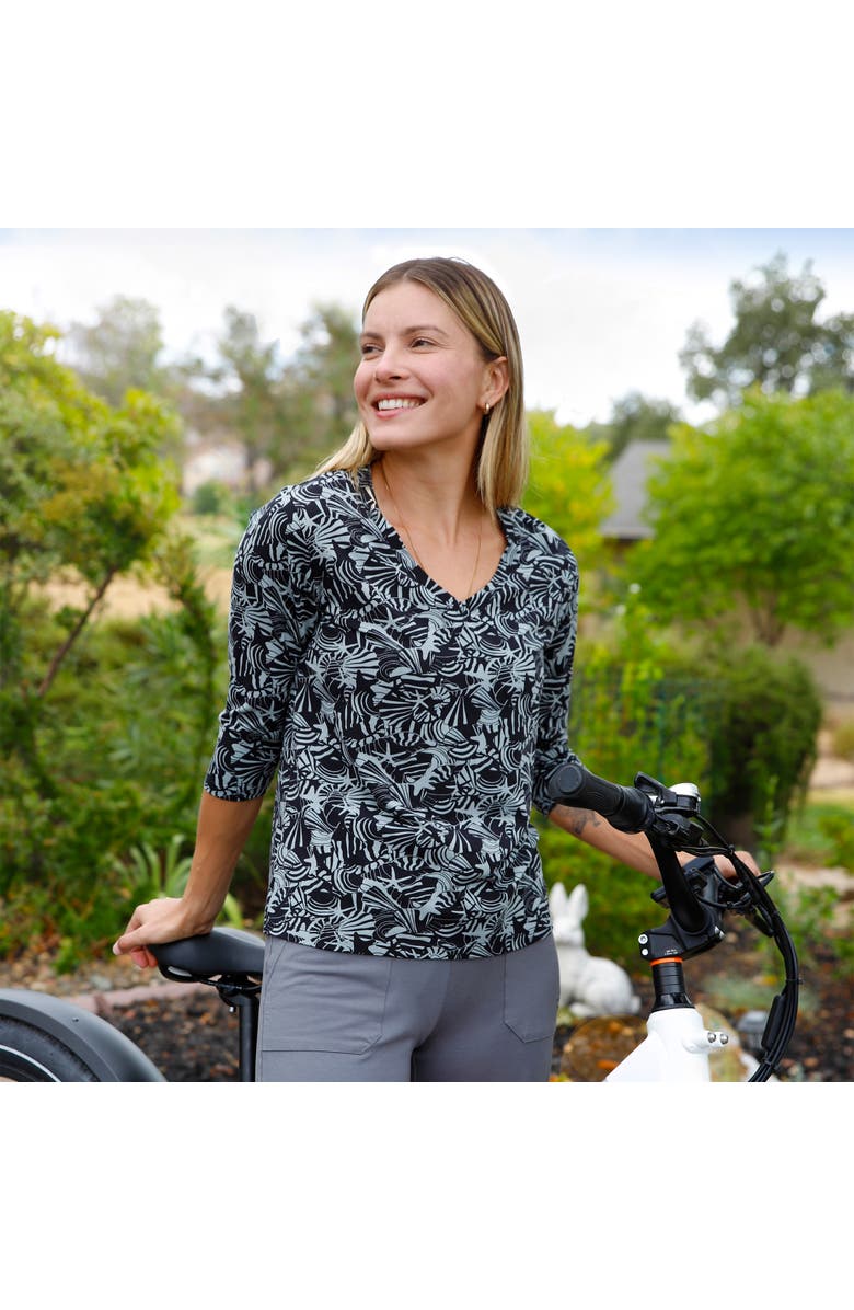 UV Skinz 3/4 Sleeve V-Neck R&R Tee, Alternate, color, Shadow Shells