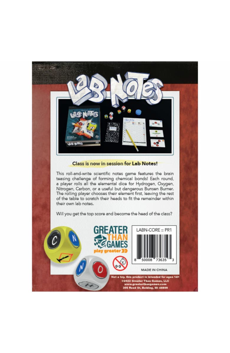 Greater Than Games The Chemlab Roll & Write Game, Alternate, color,