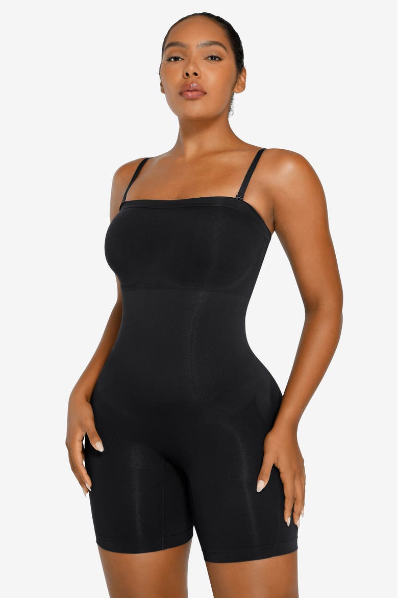 Seamless Strapless Bodysuit, Alternate, color, Standard black
