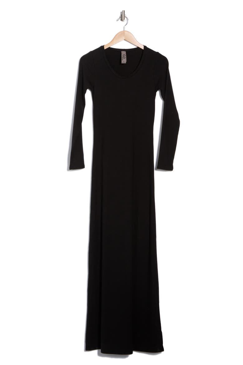 Long Sleeve Maxi Dress, Alternate, color, BLACK