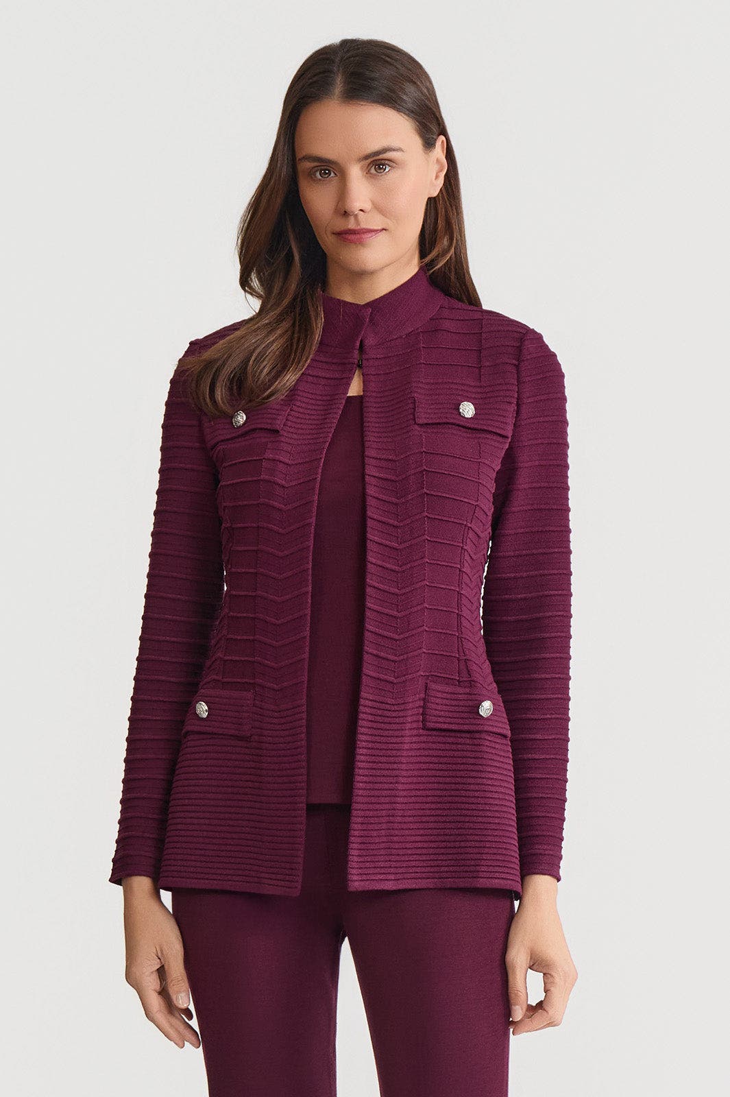 Ming Wang Tailored Tonal Ottoman Soft Knit Jacket