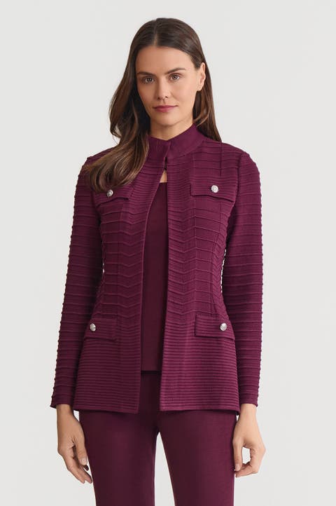 Tailored Tonal Ottoman Soft Knit Jacket