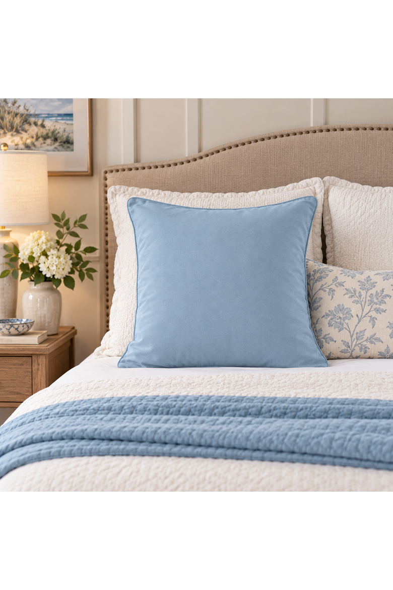 Dusty Blue 100% Cotton Euro Pillow Sham 26" x 26", Alternate, color, Blue