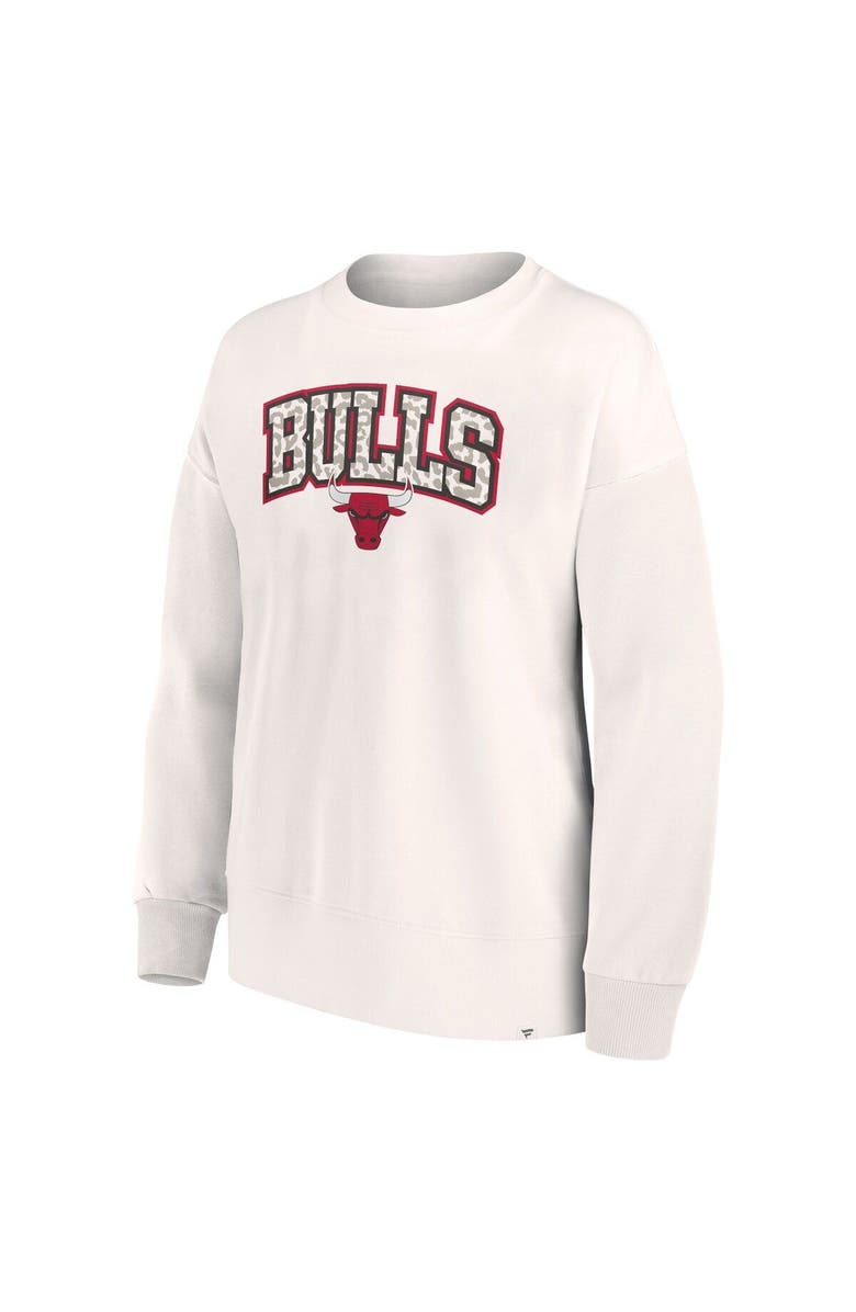 FANATICS Women's Fanatics Branded White Chicago Bulls Tonal Leopard Pullover Sweatshirt, Alternate, color, White