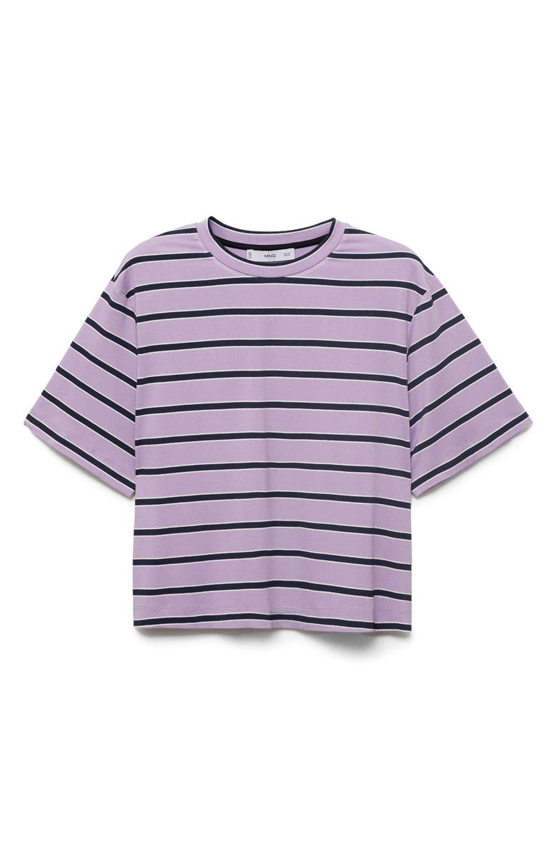 MANGO Stripe Oversize Jersey T-Shirt, Alternate, color, Light/ Pastel Purple